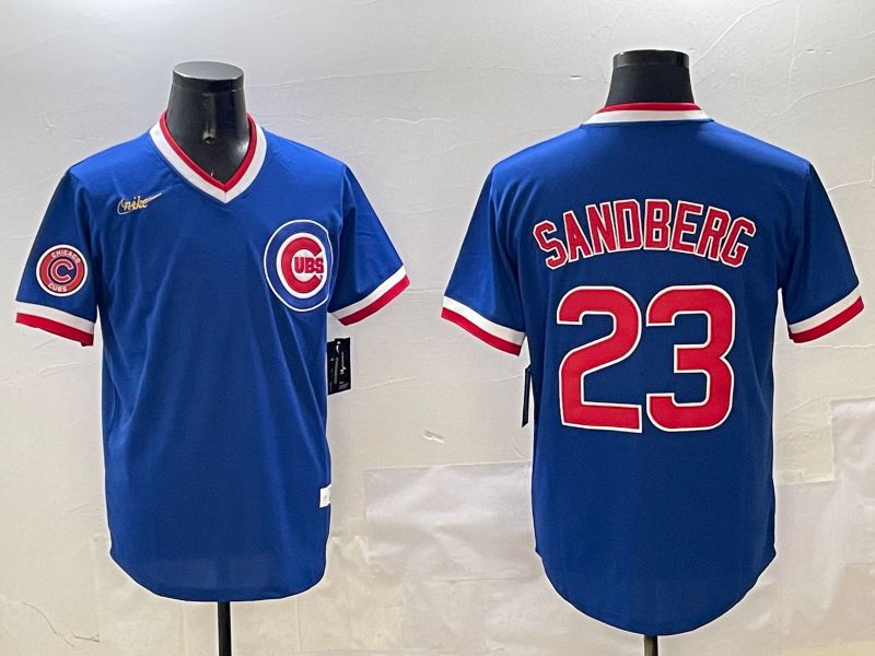 Men Chicago Cubs #23 Sandberg Blue Throwback Game 2025 Nike MLB Jersey style 3161->chicago cubs->MLB Jersey